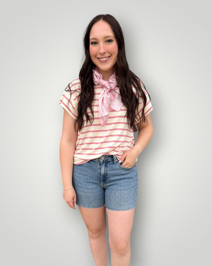 Cream & Blush Stripe Tee