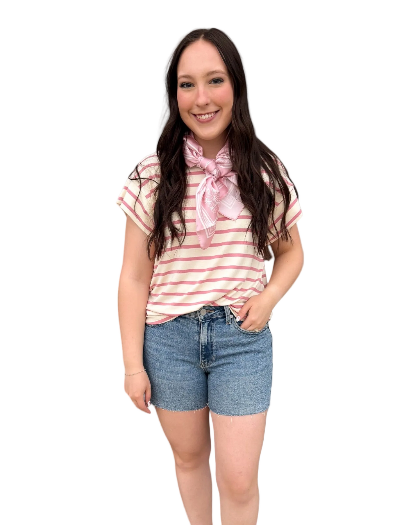 Cream & Blush Stripe Tee