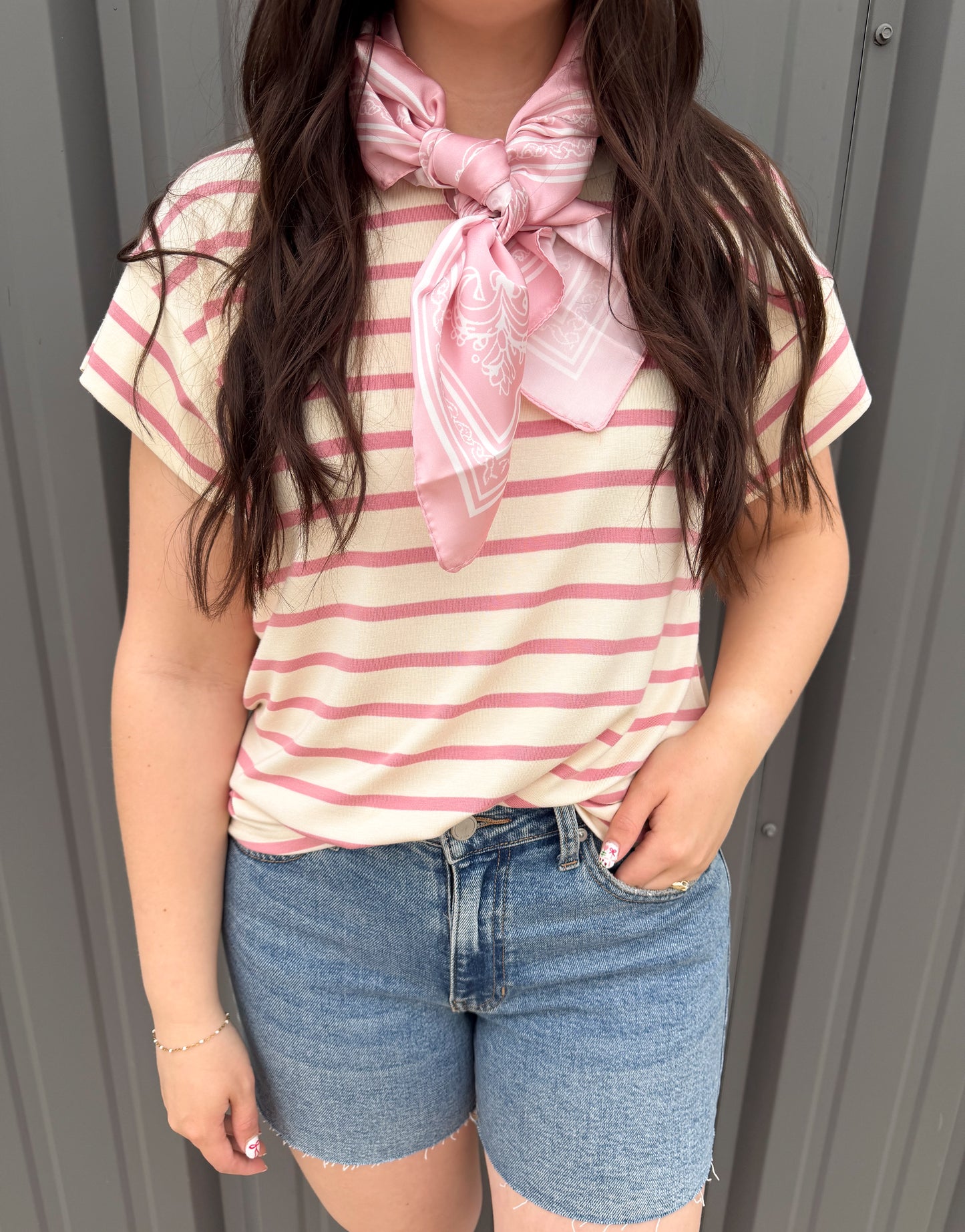 Cream & Blush Stripe Tee