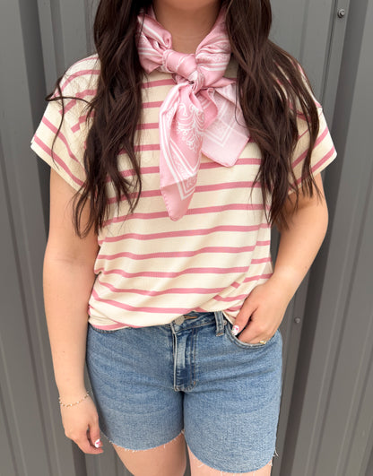 Cream & Blush Stripe Tee