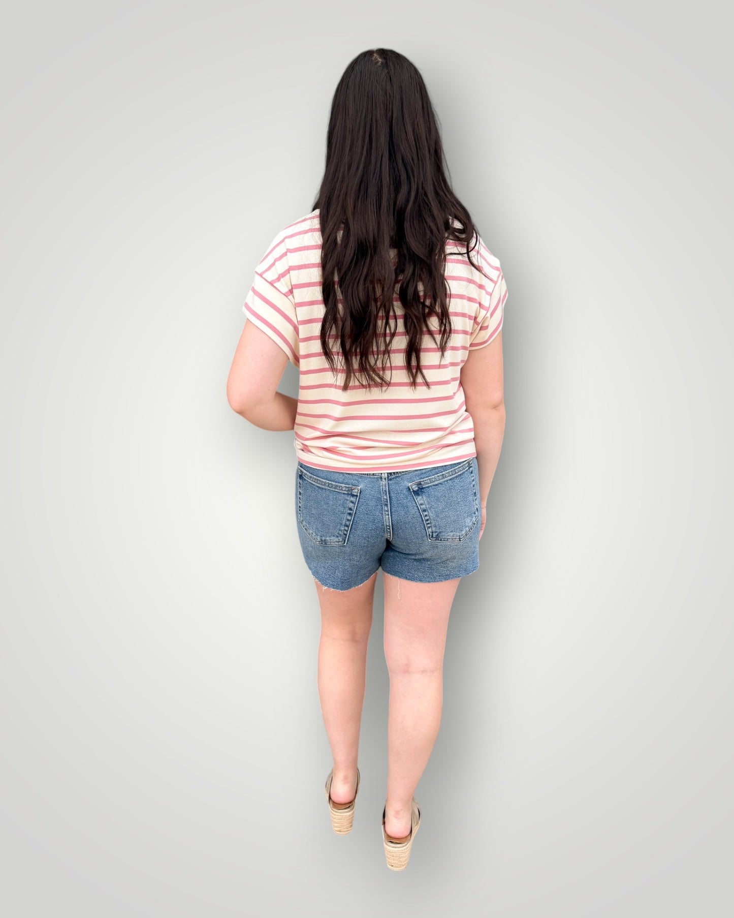 Cream & Blush Stripe Tee