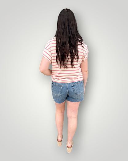 Cream & Blush Stripe Tee