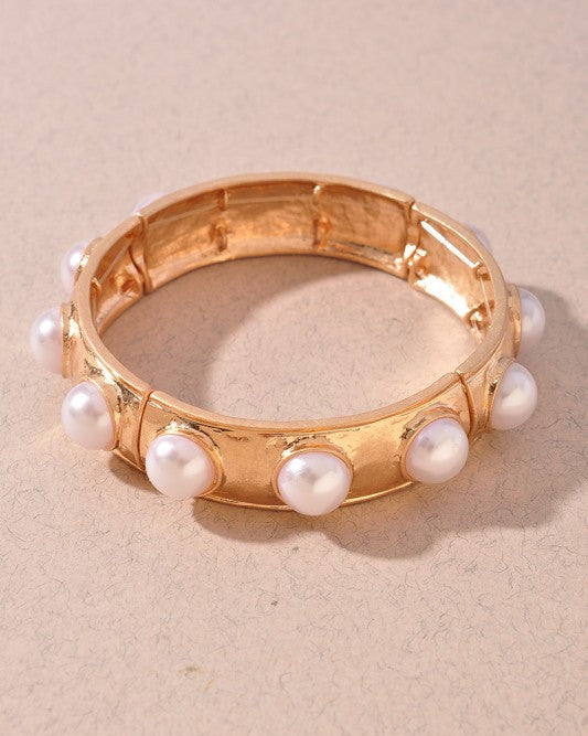 The Camille Pearl Bangle - Cream