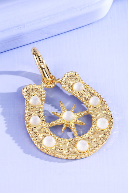 Pearl Horseshoe Star Charm