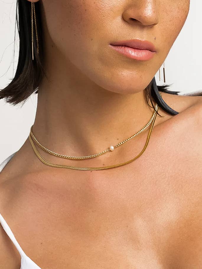 Golden Pearl Layers Necklace
