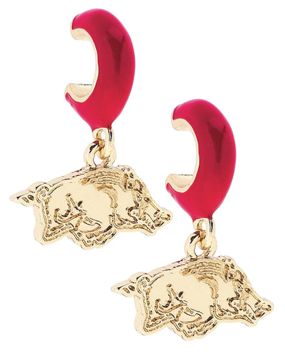 Arkansas Razorbacks Logo Huggie Hoop Earrings