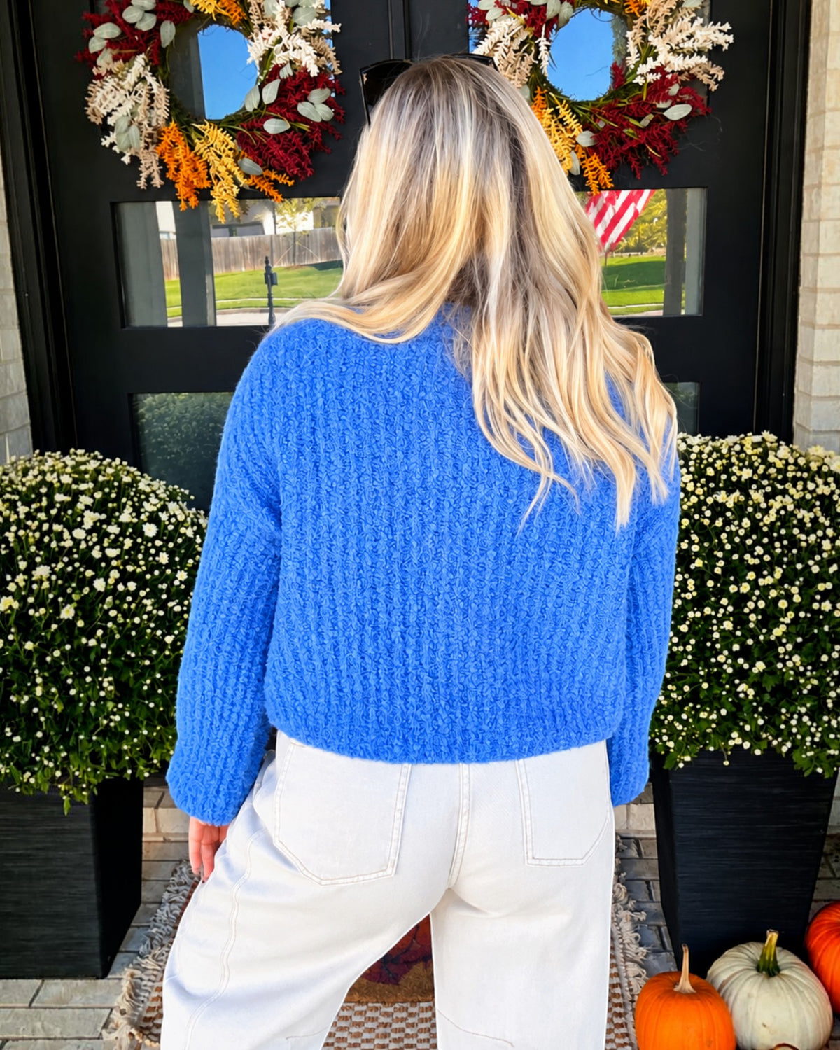 Harlow Chunky Knit Cardigan - Blue