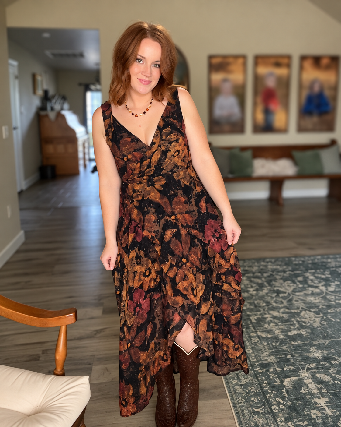 Ember Bloom Midi Dress