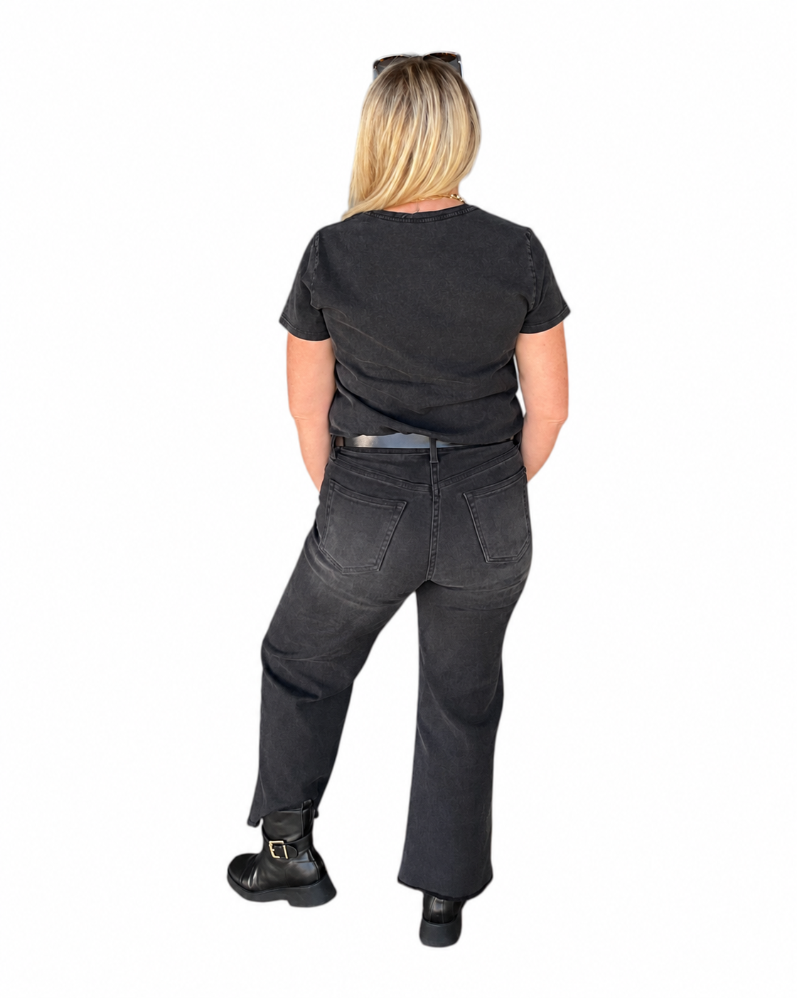Maren Slim Wide Leg Jean - Washed Black
