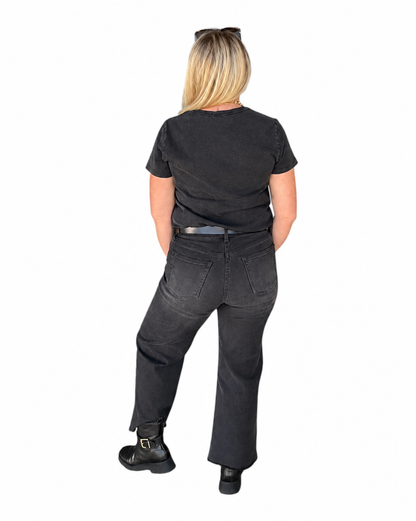 Maren Slim Wide Leg Jean - Washed Black