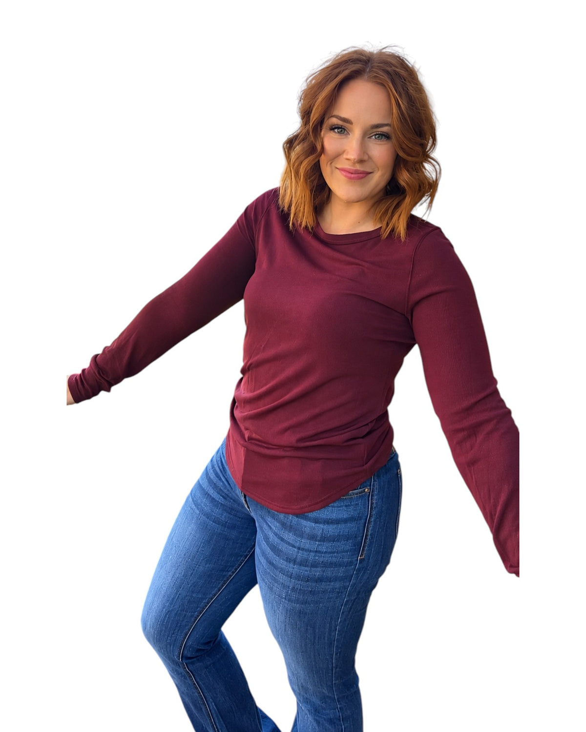 Stacy Long Sleeve Top - Plum
