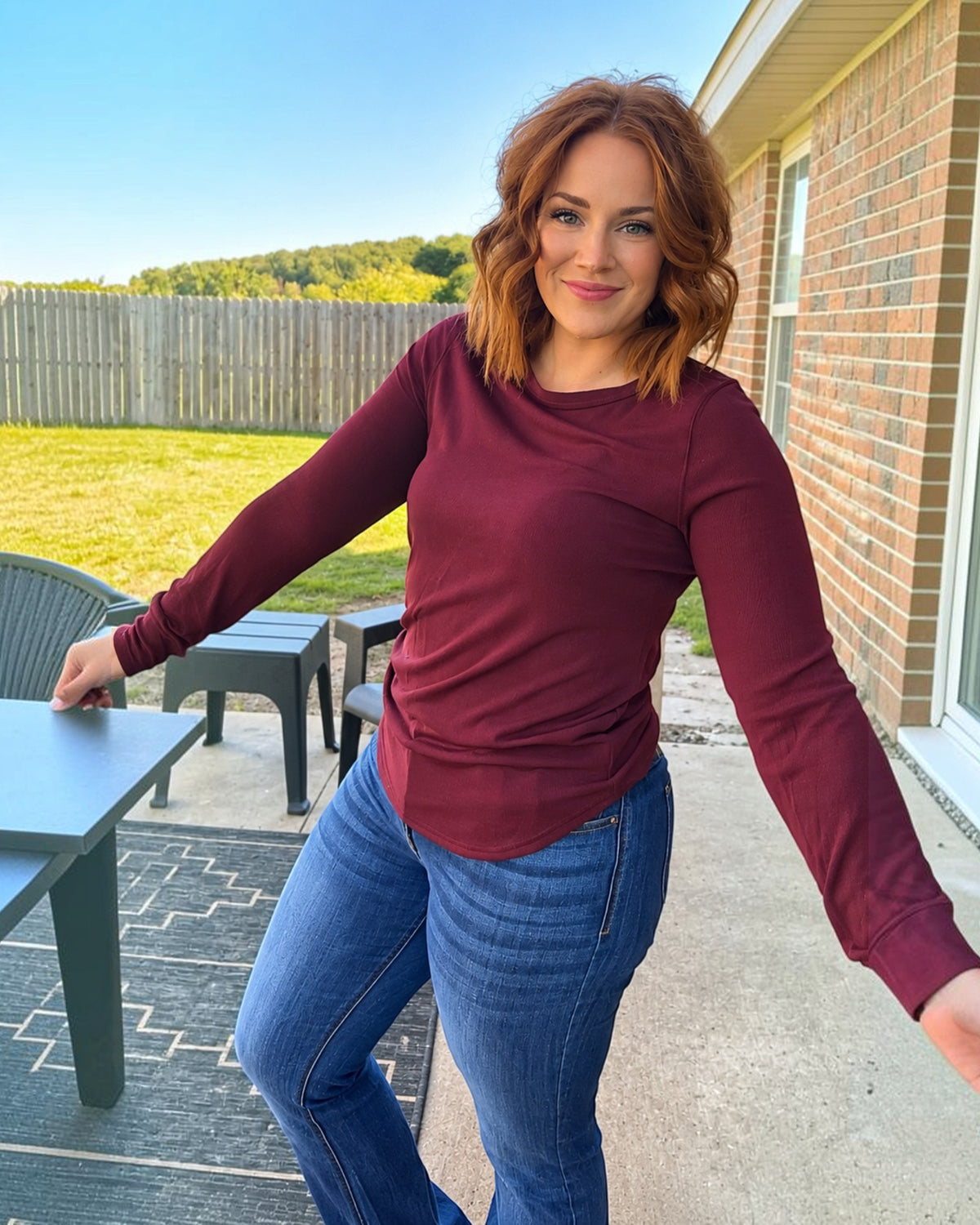 Stacy Long Sleeve Top - Plum