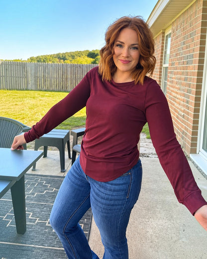 Stacy Long Sleeve Top - Plum