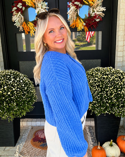 Harlow Chunky Knit Cardigan - Blue
