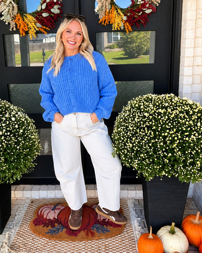 Harlow Chunky Knit Cardigan - Blue