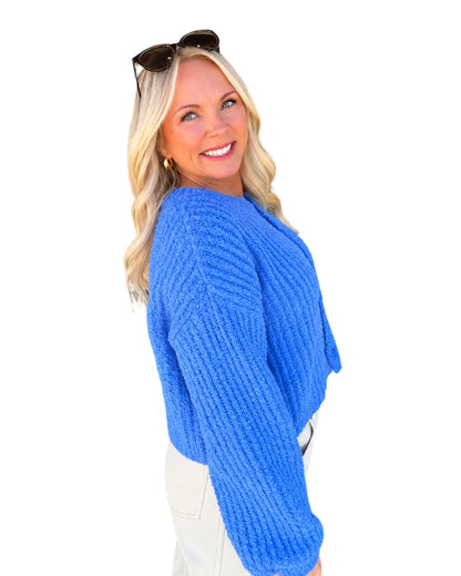 Harlow Chunky Knit Cardigan - Blue