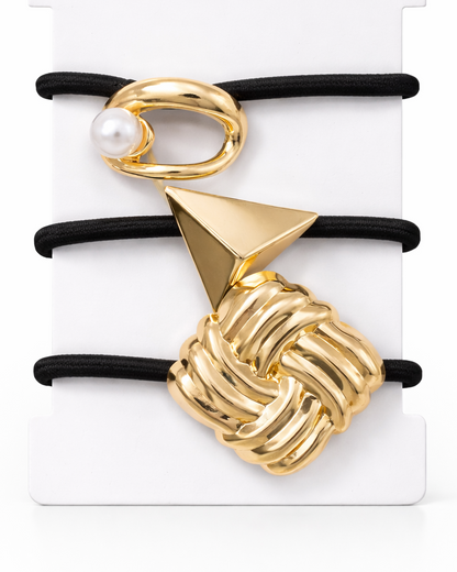 Sculpted Gold Hair Tie Set