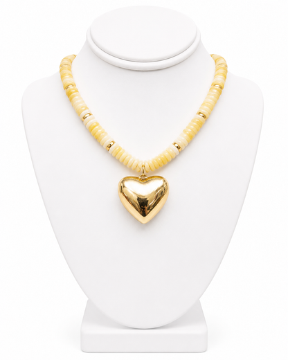 Golden Heart Beaded Necklace