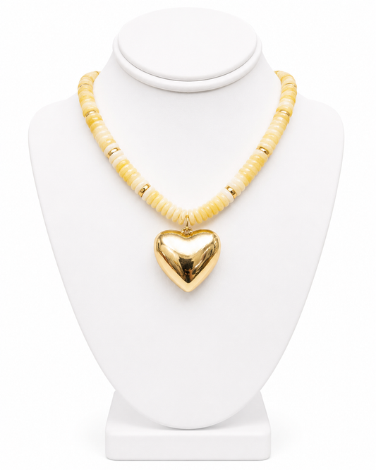 Golden Heart Beaded Necklace