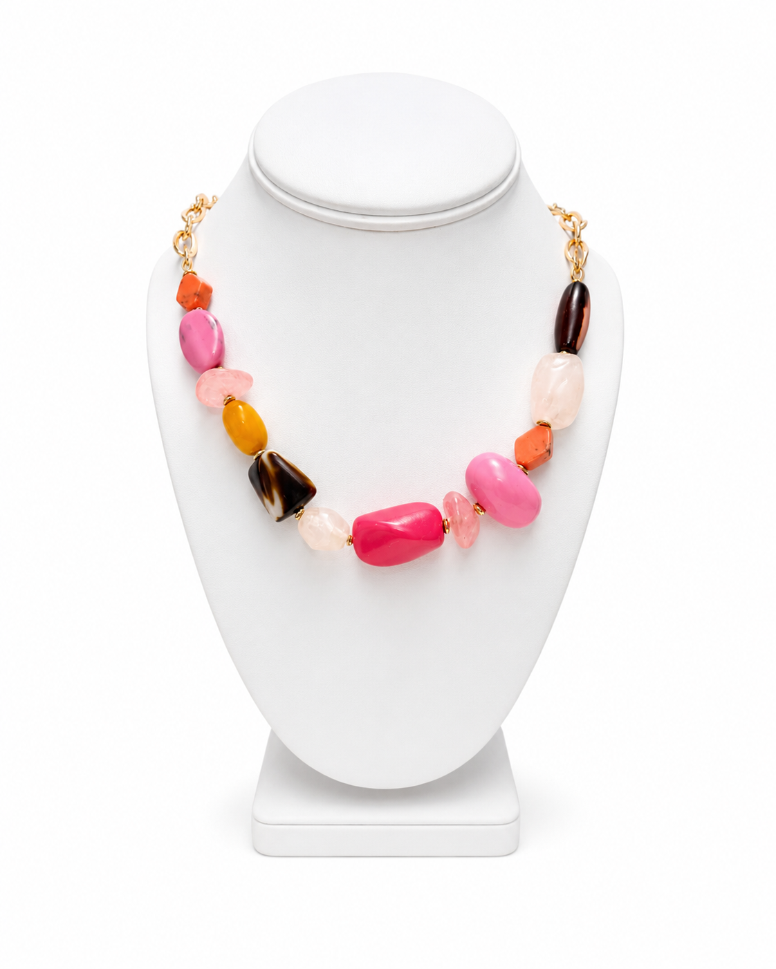 Mixed Stone Bead Chain Necklace