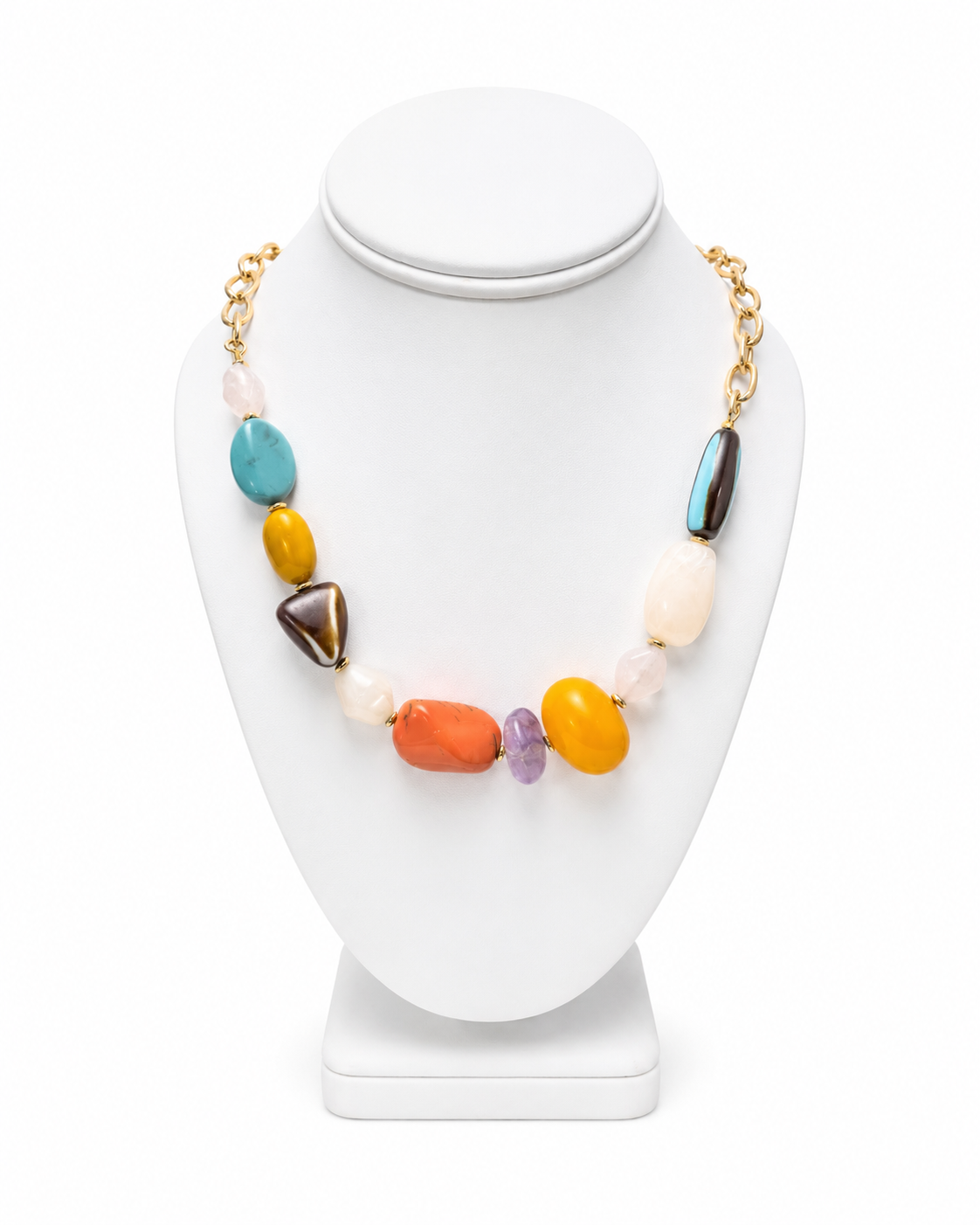 Mixed Stone Bead Chain Necklace