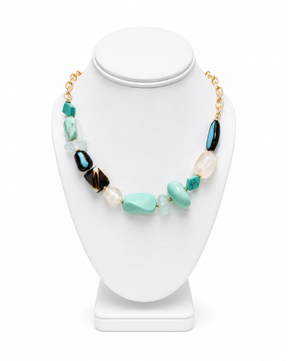Mixed Stone Bead Chain Necklace