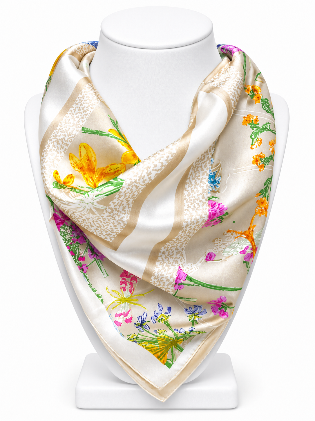 Flower Border Print Square Scarf