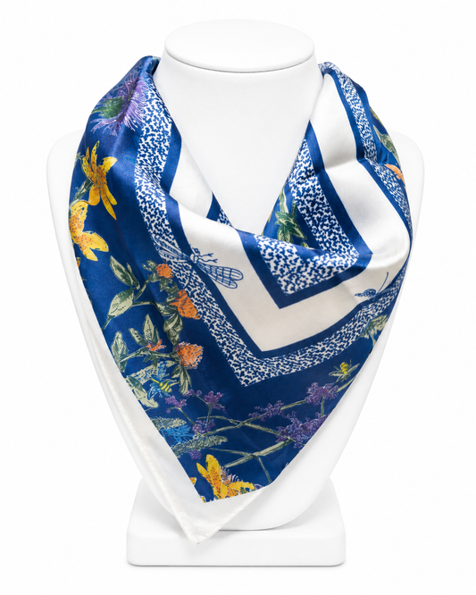 Flower Border Print Square Scarf