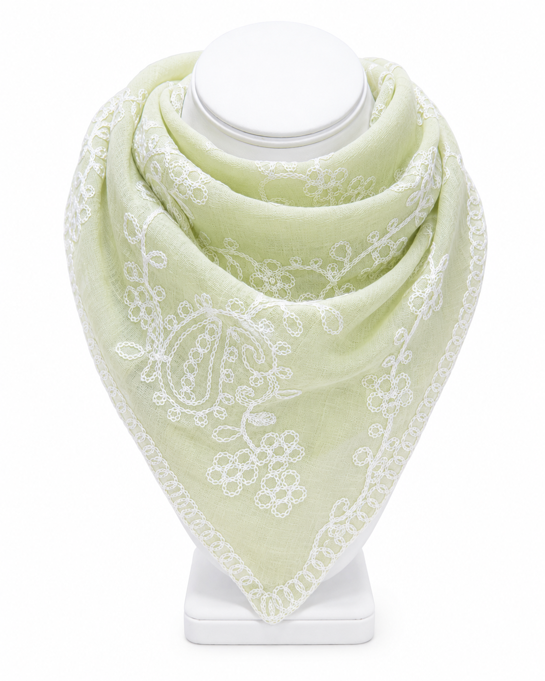 Boho Floral Embroidered Triangle Scarf