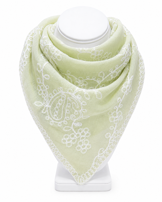 Boho Floral Embroidered Triangle Scarf