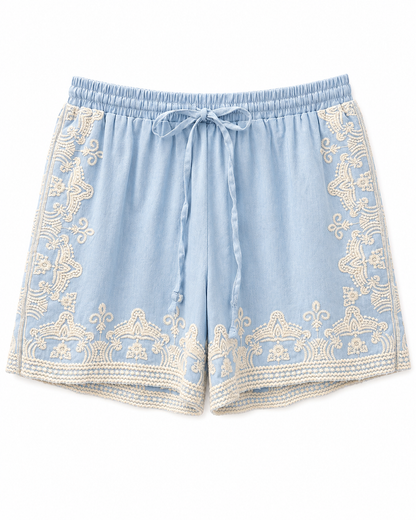 Bluebell Breeze Embroidered Shorts
