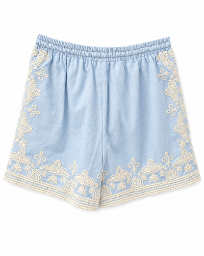 Bluebell Breeze Embroidered Shorts