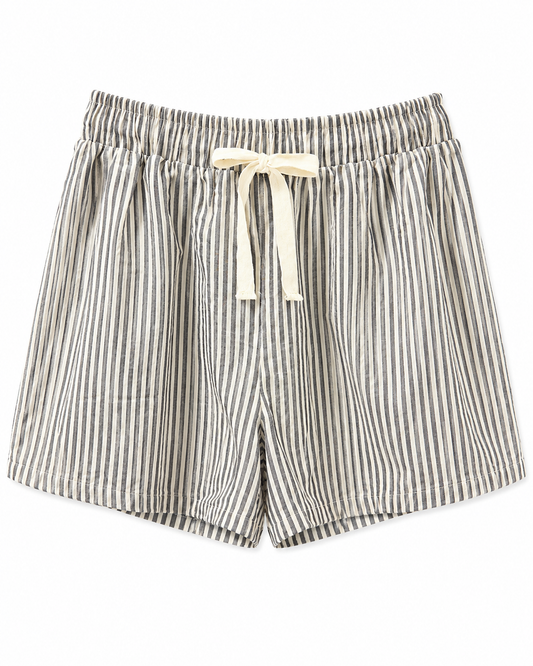 The Stripe Drawstring Short - Black