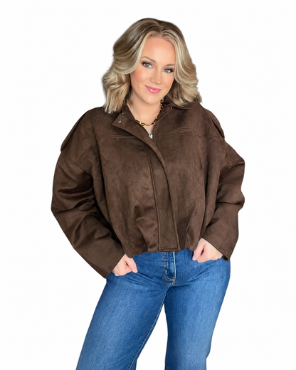 Espresso Yourself Faux Suede Jacket