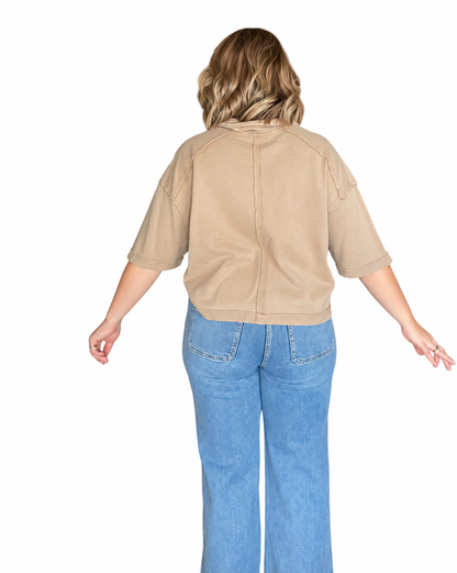 Easy Hour Polo Top - Dark Taupe