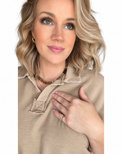 Easy Hour Polo Top - Dark Taupe