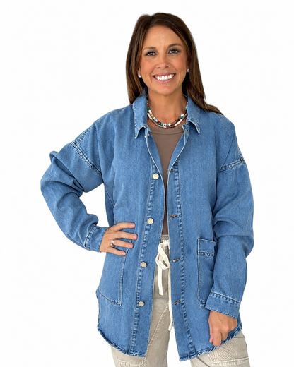 True Blue Denim Shacket