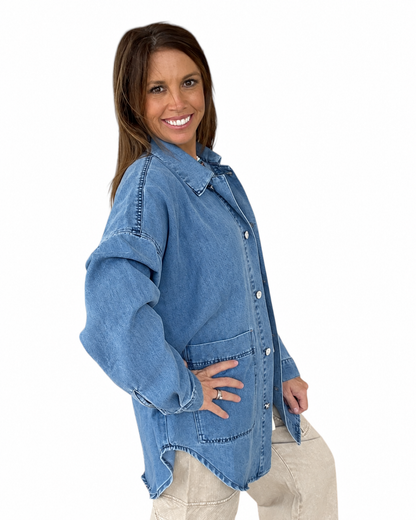 True Blue Denim Shacket