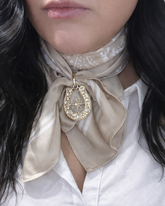 Pearl Horseshoe Star Charm