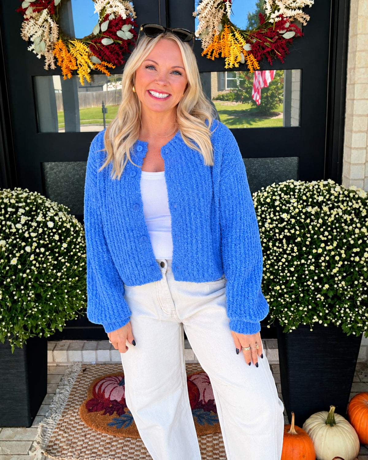 Harlow Chunky Knit Cardigan - Blue