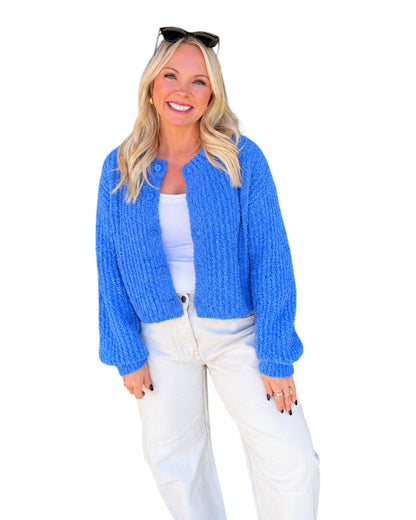 Harlow Chunky Knit Cardigan - Blue
