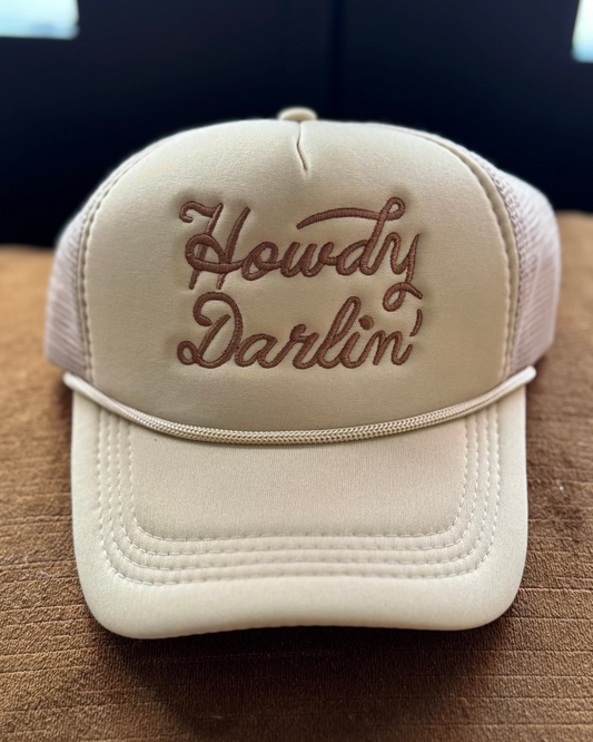 The Howdy Darlin' Trucker Hat - Ash Mocha