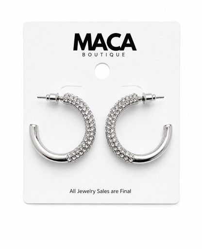 Rhinestone Silver-Hoop