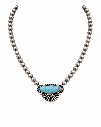 Turquoise Bar Beaded Necklace