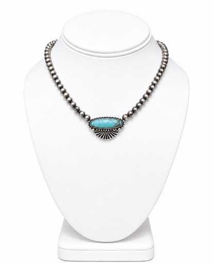 Turquoise Bar Beaded Necklace