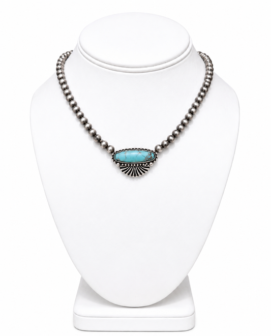 Turquoise Bar Beaded Necklace