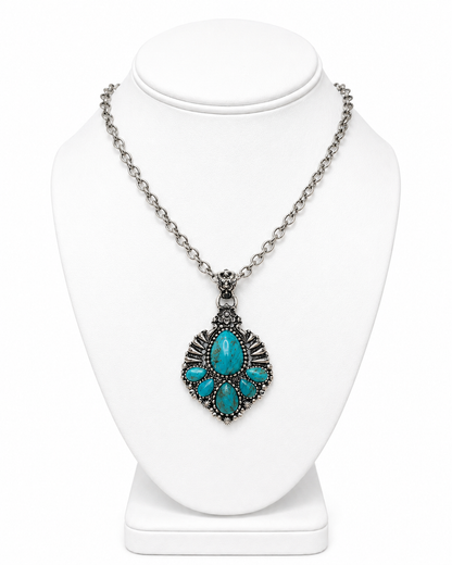 Turquoise Bloom Pendant Necklace