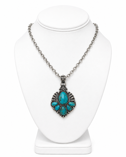 Turquoise Bloom Pendant Necklace