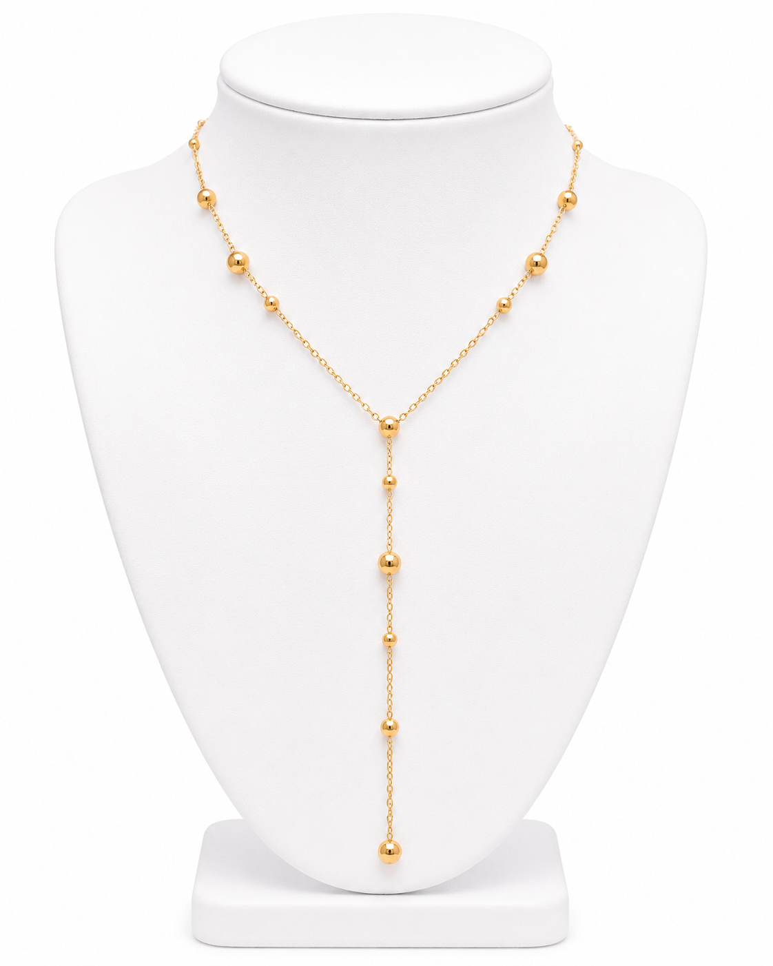 Brisse 18K Gold Non-Tarnish Dressy Beaded Y Lariat Necklace