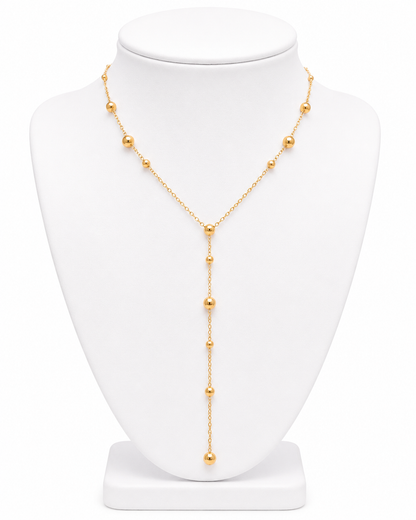Brisse 18K Gold Non-Tarnish Dressy Beaded Y Lariat Necklace